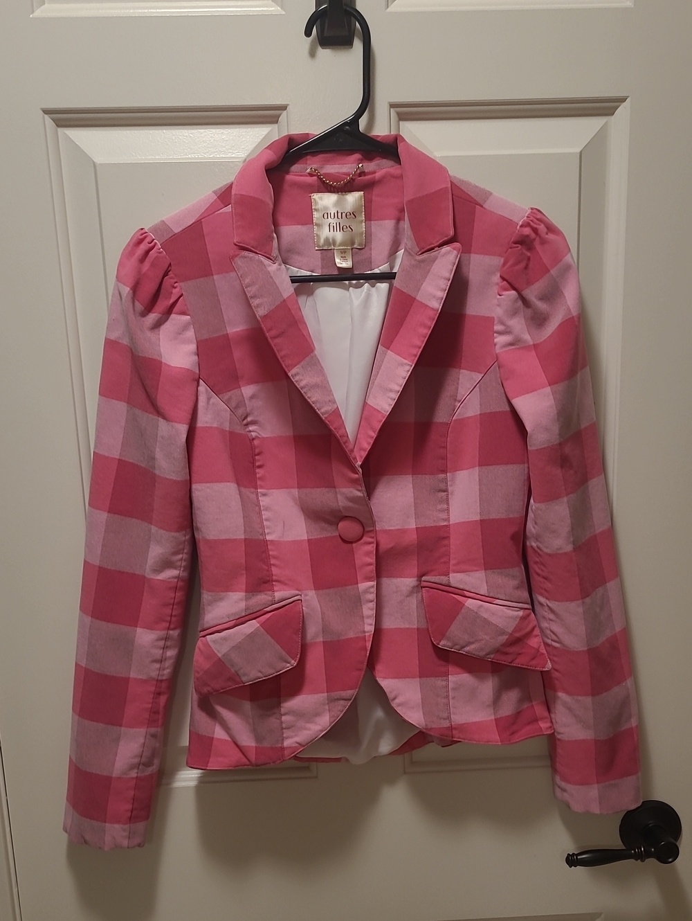 Autres Filles Pink Checkered Women's Blazer Jacket S